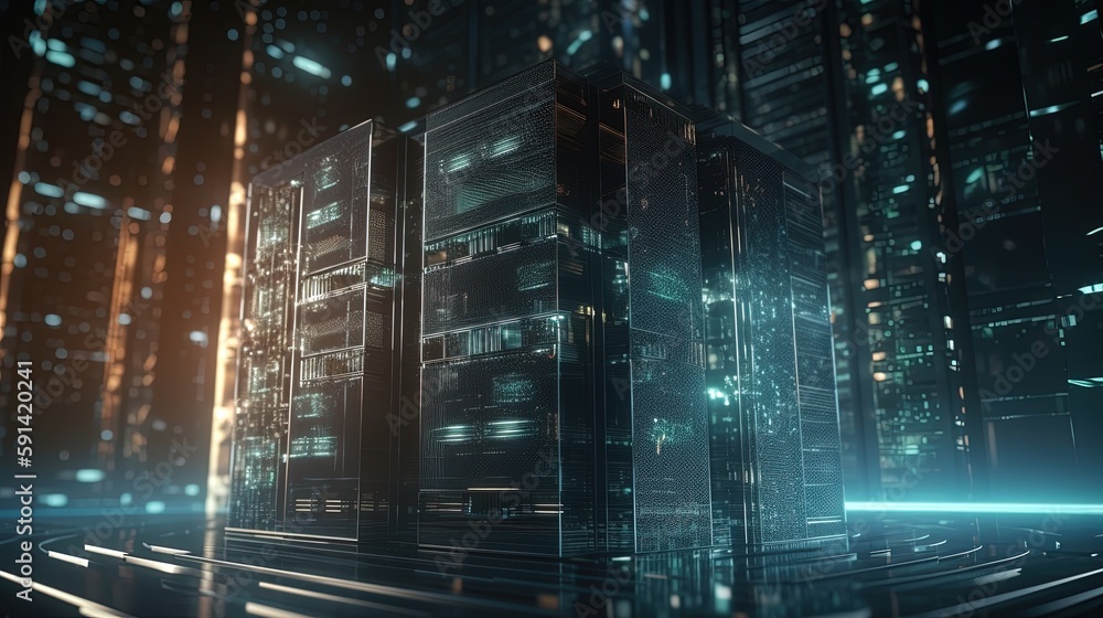 3D rendering of abstract technology concept. Digital data transfer and communication.Generative Ai 3D rendering of abstract technology concept. Digital data transfer and communication.Generative Ai