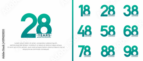 set of anniversary logo style green color on white background for special moment