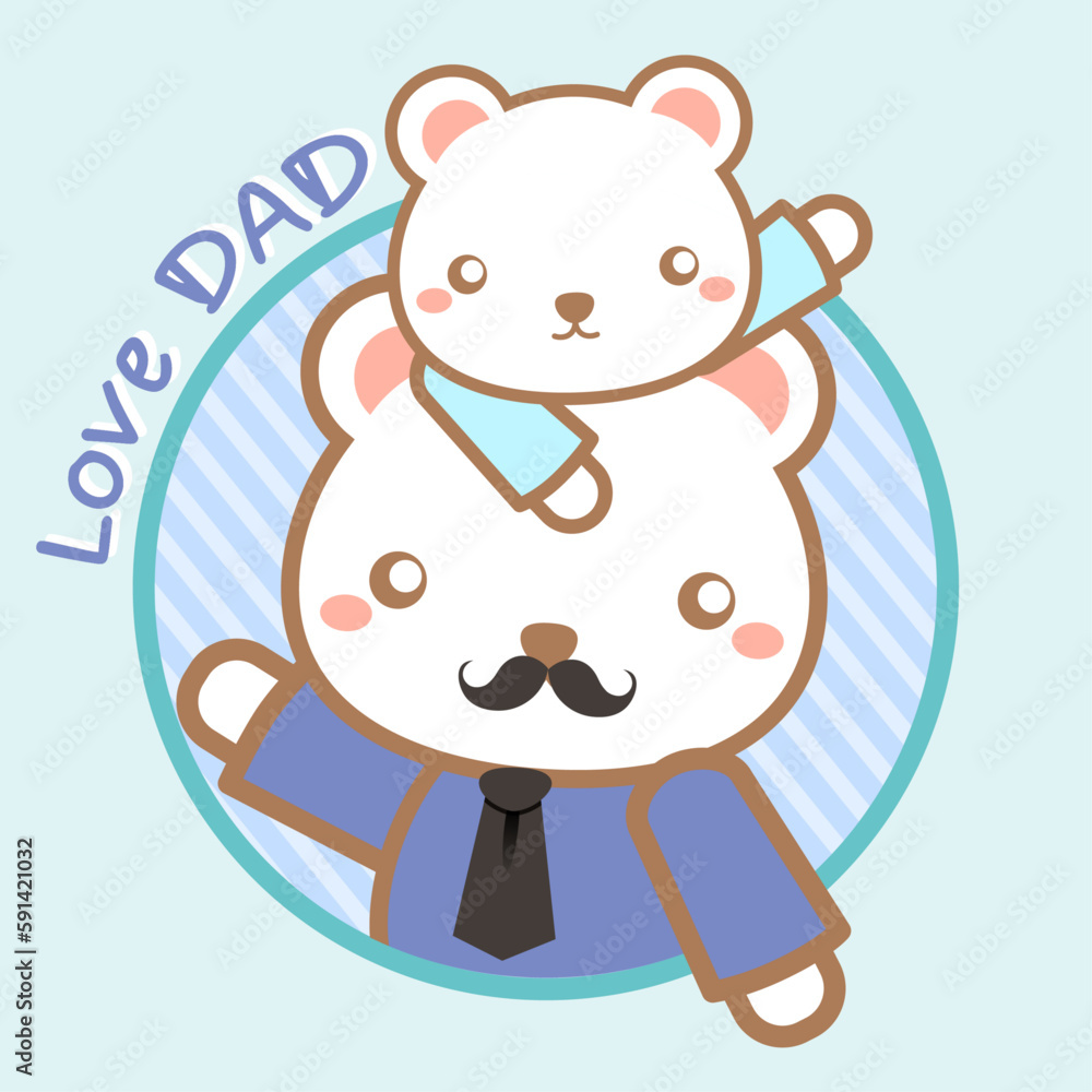 Fototapeta premium Cute little bear father and child