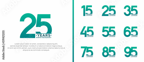 set of anniversary logo style green color on white background for special moment