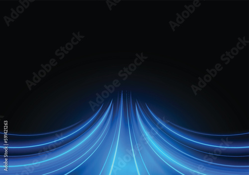 Modern abstract high-speed  light motion effect on black background. vector illustration.