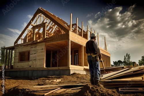 House under construction, b...