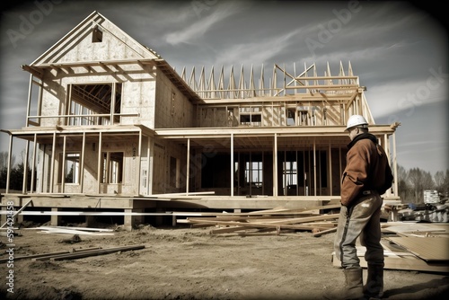 House under construction, b...