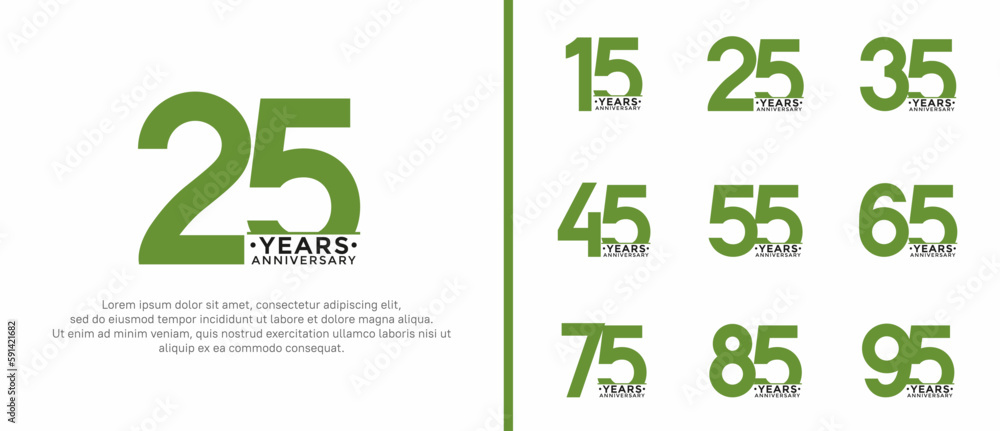 set of anniversary logo style green and black color on white background for special moment set of anniversary logo style green and black color on white background for special moment