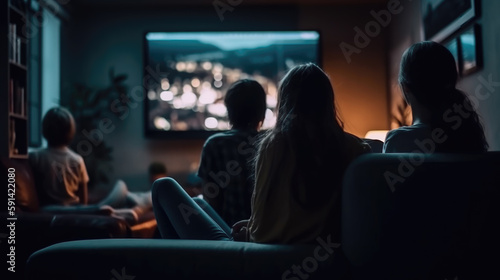 Young people watch TV shows. Generative AI