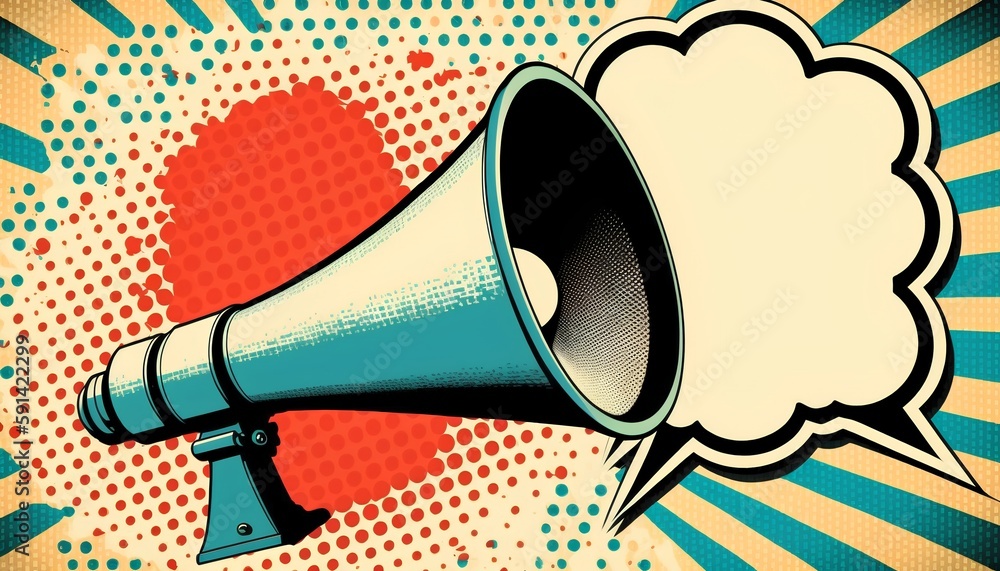 Marketing concept with a megaphone and speech bubbles. Effective