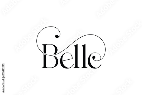 belle ligature  type word mark fashion and cosmetic brand logo design template photo