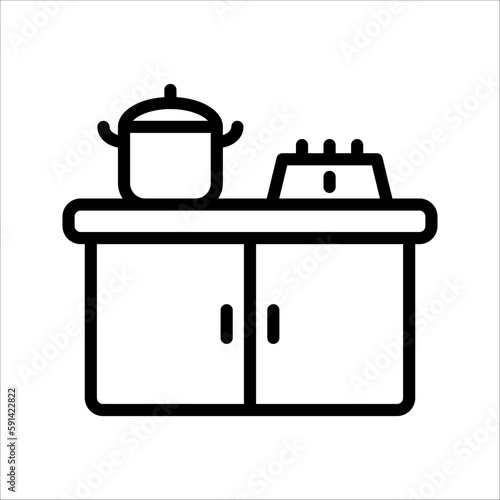 Obraz na plátně Kitchen furniture icon in flat style, Cooking room business concept, vector illu