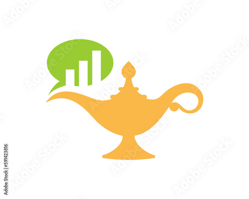Aladdin lamp with chat and chart growth up logo