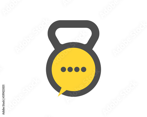 Bubble chat inside the gym kettle bell logo