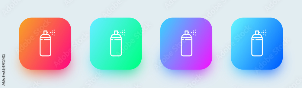 Airbrush line icon in square gradient colors. Spray signs vector illustration. Airbrush line icon in square gradient colors. Spray signs vector illustration.