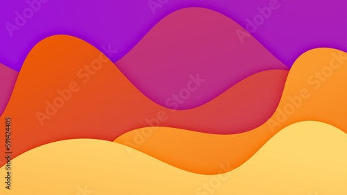 Wave abstract papercut style colorful design background