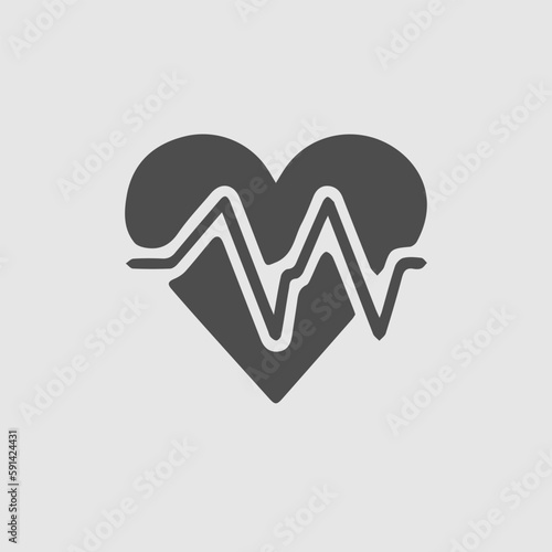 Heart vector icon with ecg heartbeat.