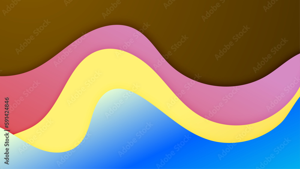 Fototapeta premium Wave abstract papercut style colorful design background