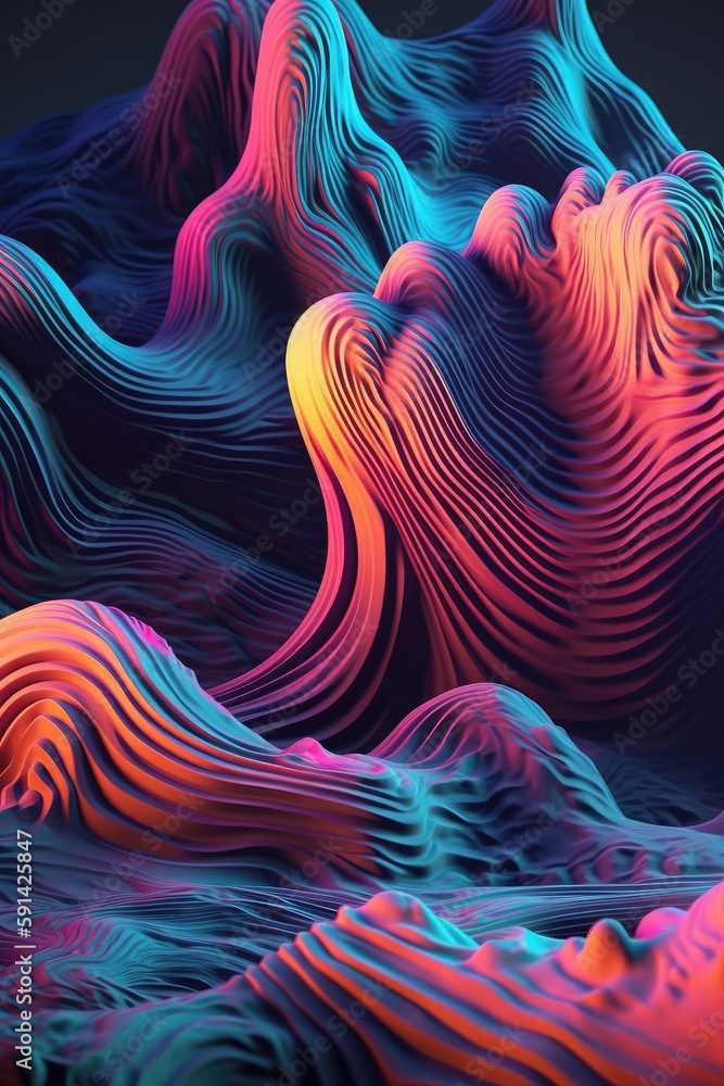 Obraz premium Abstract background. Minimal poster holographic reflective material, 3d rendering geometrical shapes. generative ai