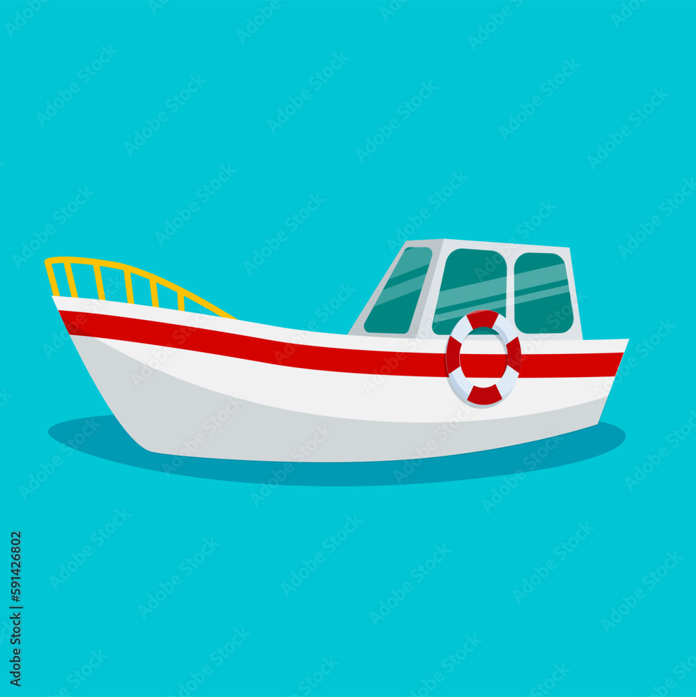 Children's toy boat with sails. Isolated on a white background. Vector illustration