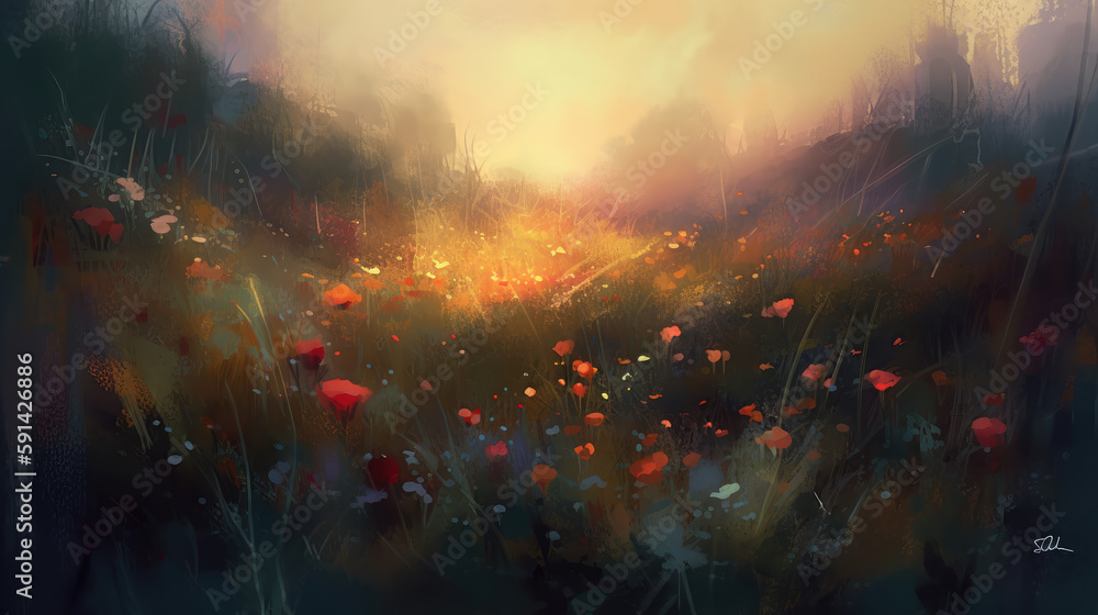Digital painting that depicts the beauty and hope of a new day