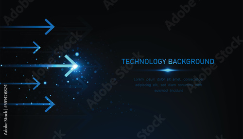 Abstract technology and digital arrows up to goal on blue dark background. rate of return investment chart vision for financial. growth business concept. vector illustration.