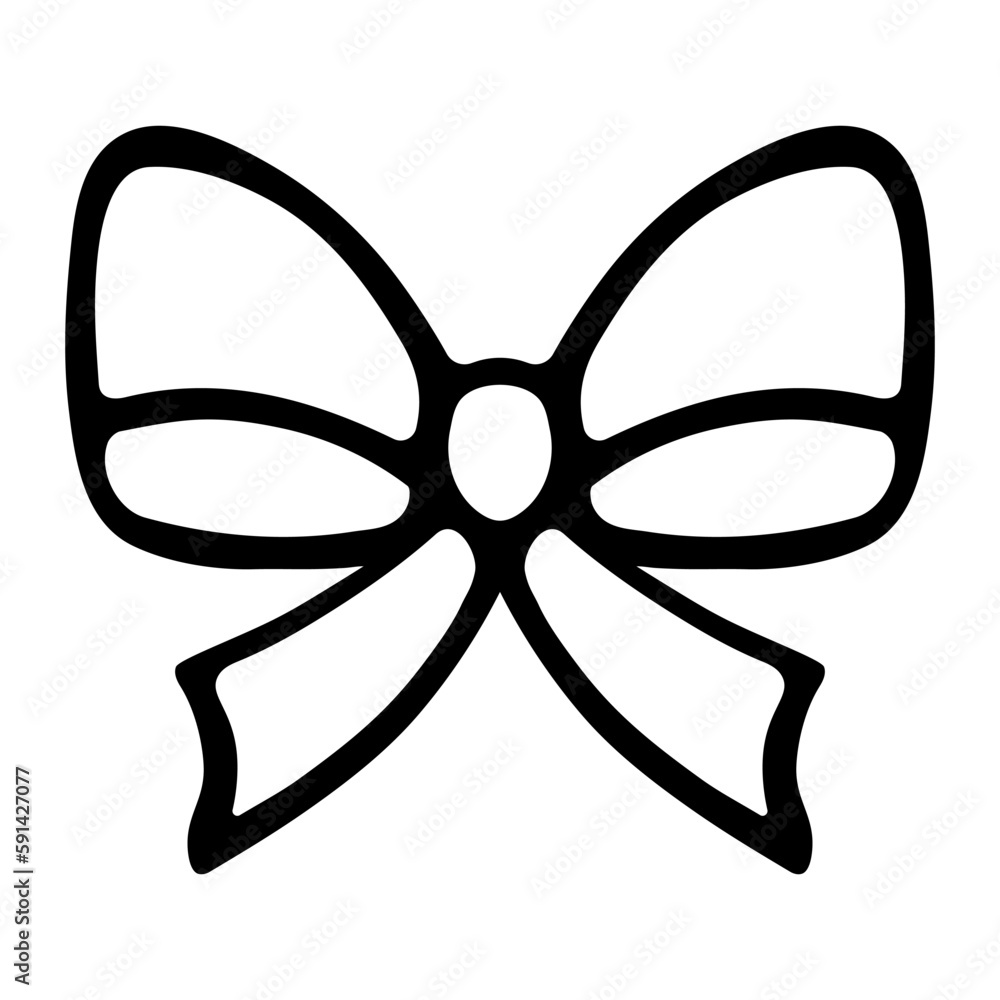 The bow is decorative. The ribbon is beautifully tied. Sketch. Festive decoration for gift, surprise, bouquet with ribbons. knot. Vector illustration. Coloring book. Outline on isolated background. The bow is decorative. The ribbon is beautifully tied. Sketch. Festive decoration for gift, surprise, bouquet with ribbons. knot. Vector illustration. Coloring book. Outline on isolated background.