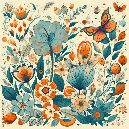 Elegant 2D pearl-based illustration that features flowers