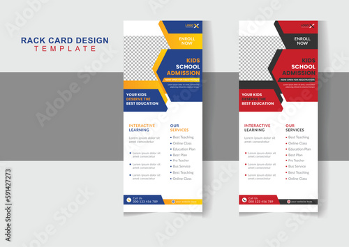 Creative school admission dl flyer or rack card design editable template 