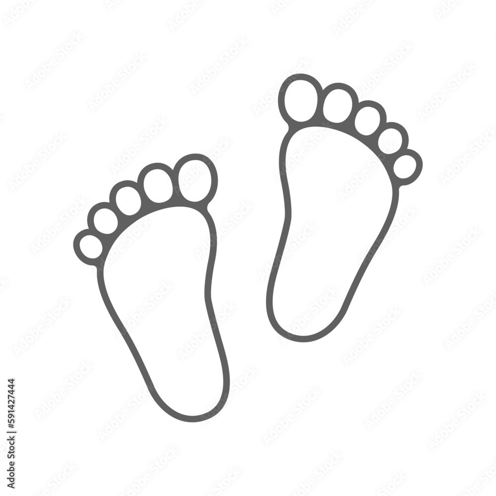 Kid footprints graphic icon. Child bare feet sign isolated on white background. Vector illustration Kid footprints graphic icon. Child bare feet sign isolated on white background. Vector illustration