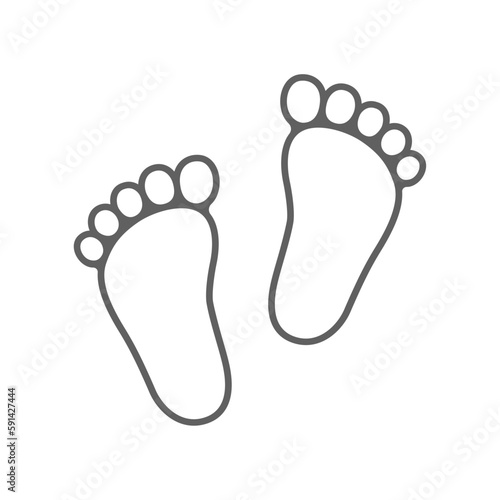 Kid footprints graphic icon. Child bare feet sign isolated on white background. Vector illustration
