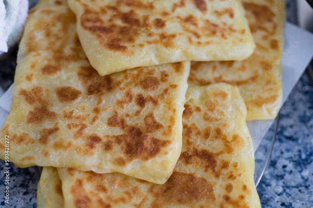 Rghayf or msemmen is a traditional flatbread originally from the Maghreb, commonly found in Morocco, Algeria and Tunisia.
