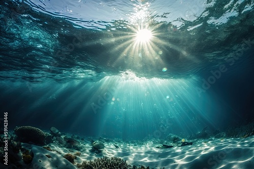 sunlight illuminating the ocean floor. Generative AI