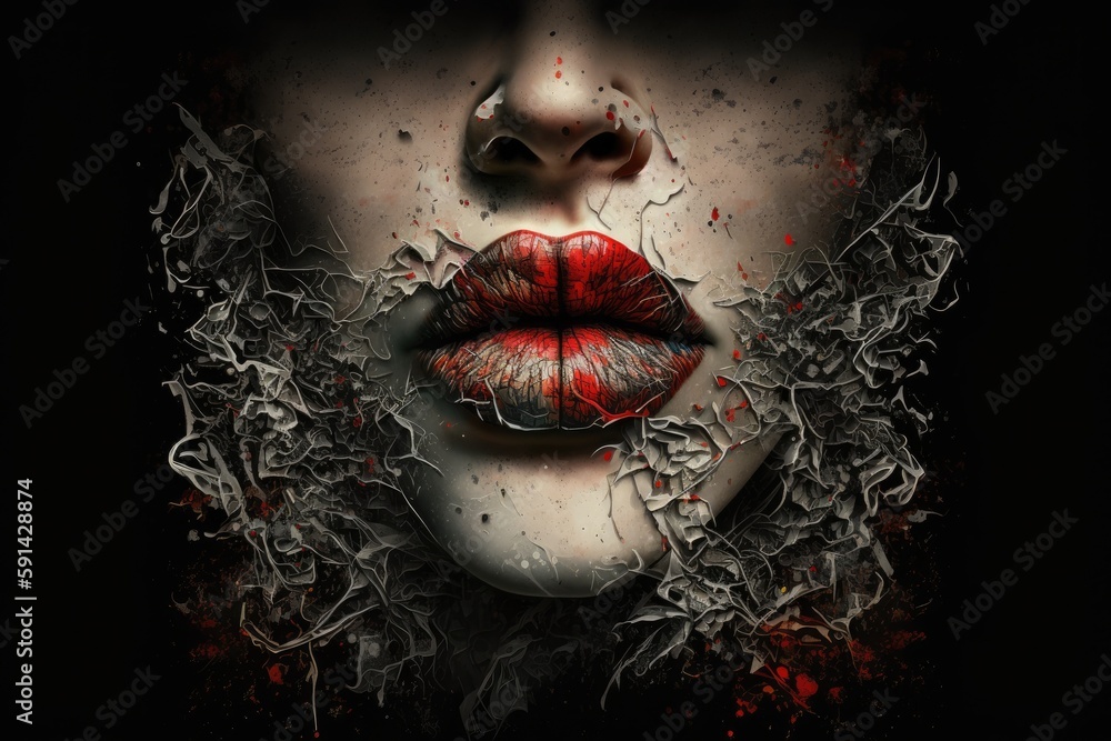 portrait of a woman with bold red lipstick. Generative AI portrait of a woman with bold red lipstick. Generative AI