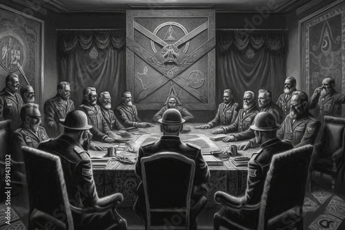 New world order secret society meeting created with Generative AI