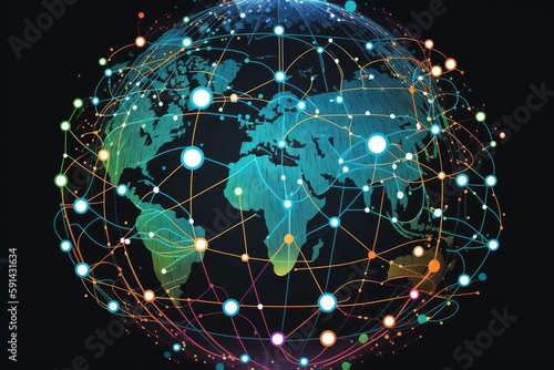 luminous world globe with an intricate map design. Generative AI