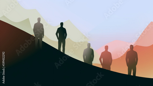 Graphic of a man standing and looking away, Illustration representing human rights and equality Banner. Generative AI