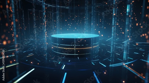 3d rendering of data storage concept. Computer generated abstract background,Digital data storage concept.Generative Ai