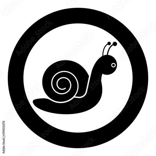 Snail mollusc icon in circle round black color vector illustration image solid outline style