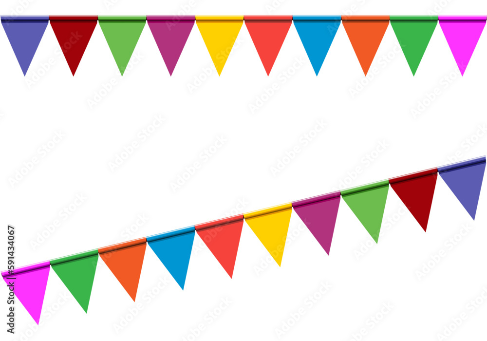 Obraz premium Colorful confetti, party flags isolated on white background.set of colorful ribbons