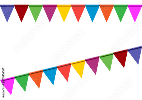 Colorful confetti, party flags isolated on white background.set of colorful ribbons