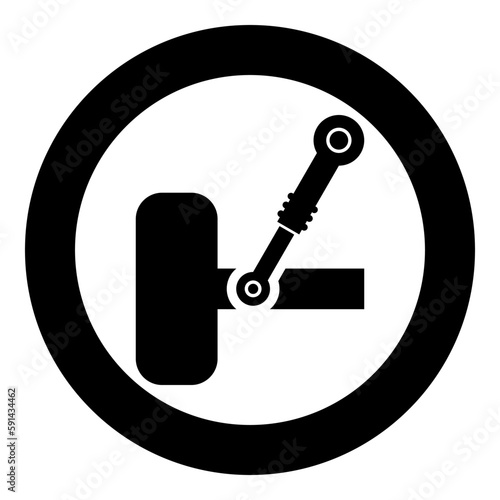 Wheel and shock absorber car suspension system auto service icon in circle round black color vector illustration image solid outline style
