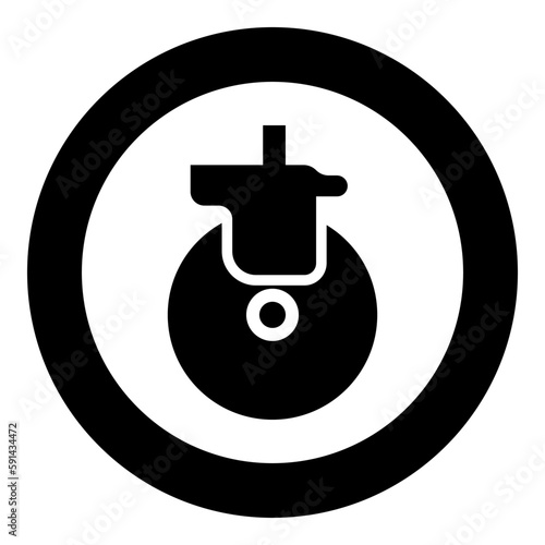 Wheel for furniture caster swivel icon in circle round black color vector illustration image solid outline style