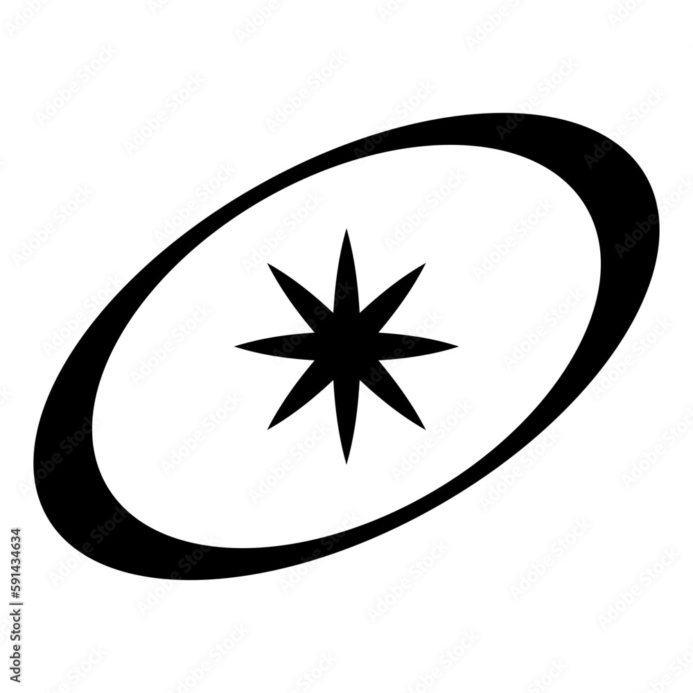 Circle Y2K element black and white compass Circle Y2K element black and white compass