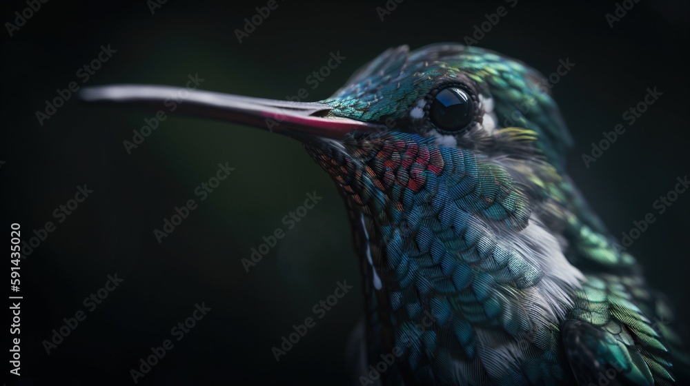 Obraz premium Broad-Billed Hummingbird close up. Generative AI
