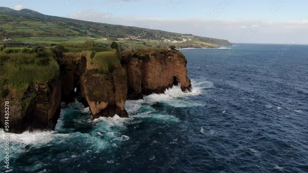 An aerial tour of Tromba do Elefante, one of the most popular tourist destinations in the Azores An aerial tour of Tromba do Elefante, one of the most popular tourist destinations in the Azores