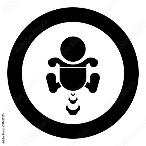 Child infant baby kid farts break wind farting bloating gas cloud stench bad smell flatulency icon in circle round black color vector illustration image solid outline style