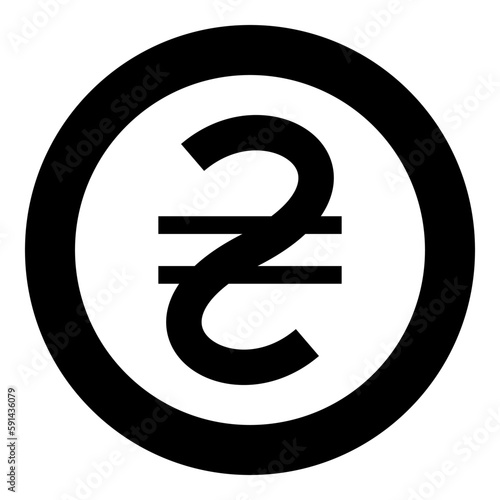 Hryvnia UAH symbol money Ukraine Ukrainian currency sign icon in circle round black color vector illustration image solid outline style