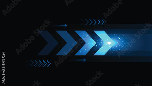 Abstract technology and digital arrows up to goal on blue dark background. rate of return investment chart vision for financial. growth business concept. vector illustration.