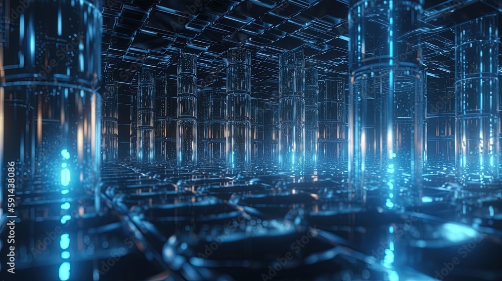 Obraz premium 3d rendering of data storage concept. Computer generated abstract background,Digital data storage concept.Generative Ai