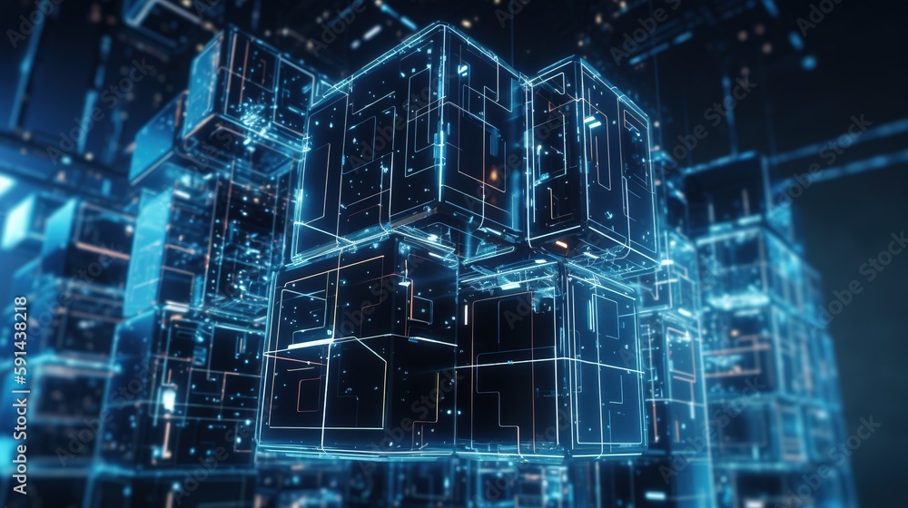 Fototapeta premium 3d rendering of data storage concept. Computer generated abstract background,Digital data storage concept.Generative Ai