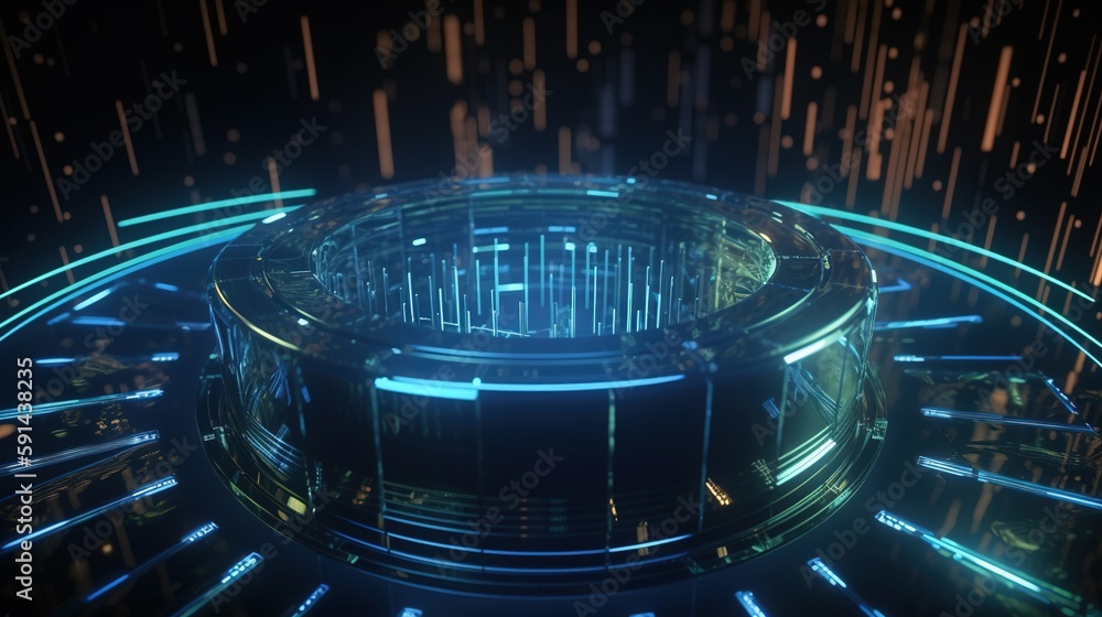 Obraz premium 3d rendering of data storage concept. Computer generated abstract background,Digital data storage concept.Generative Ai