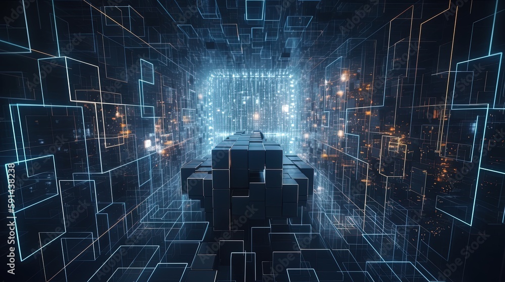 3d rendering of data storage concept. Computer generated abstract background,Digital data storage concept.Generative Ai 3d rendering of data storage concept. Computer generated abstract background,Digital data storage concept.Generative Ai