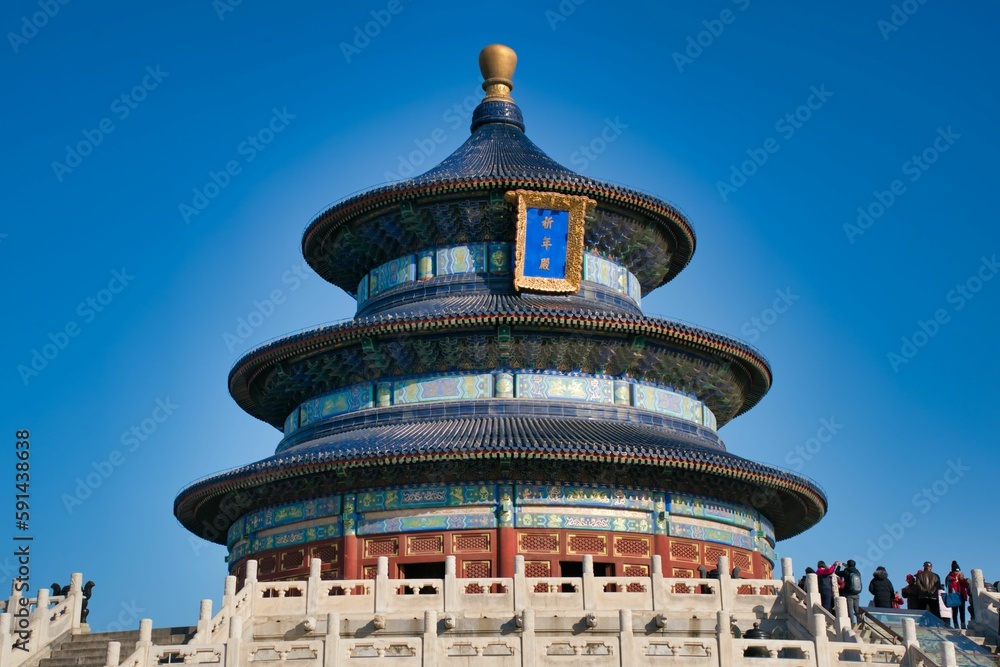 Temple of Heaven Park Parking Lot against clear and sunlit sky